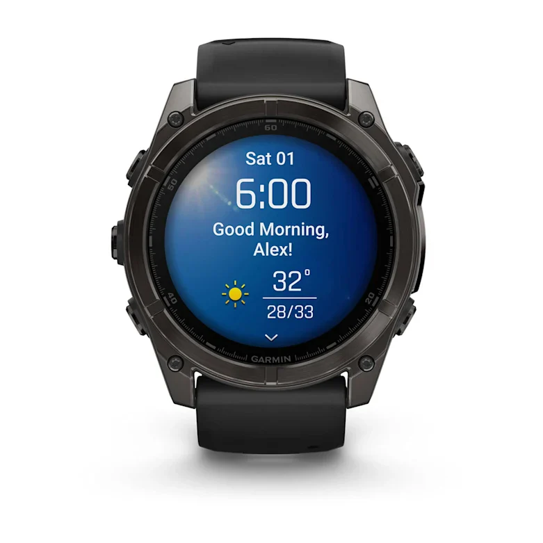 Fenix 8  51mm,  AMOLED, Sapphire, Carbon Gray DLC Titanium with Black/Pebble Gray Silicone Band, NA - Image 2