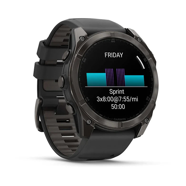 Fenix 8  51mm,  AMOLED, Sapphire, Carbon Gray DLC Titanium with Black/Pebble Gray Silicone Band, NA - Image 3