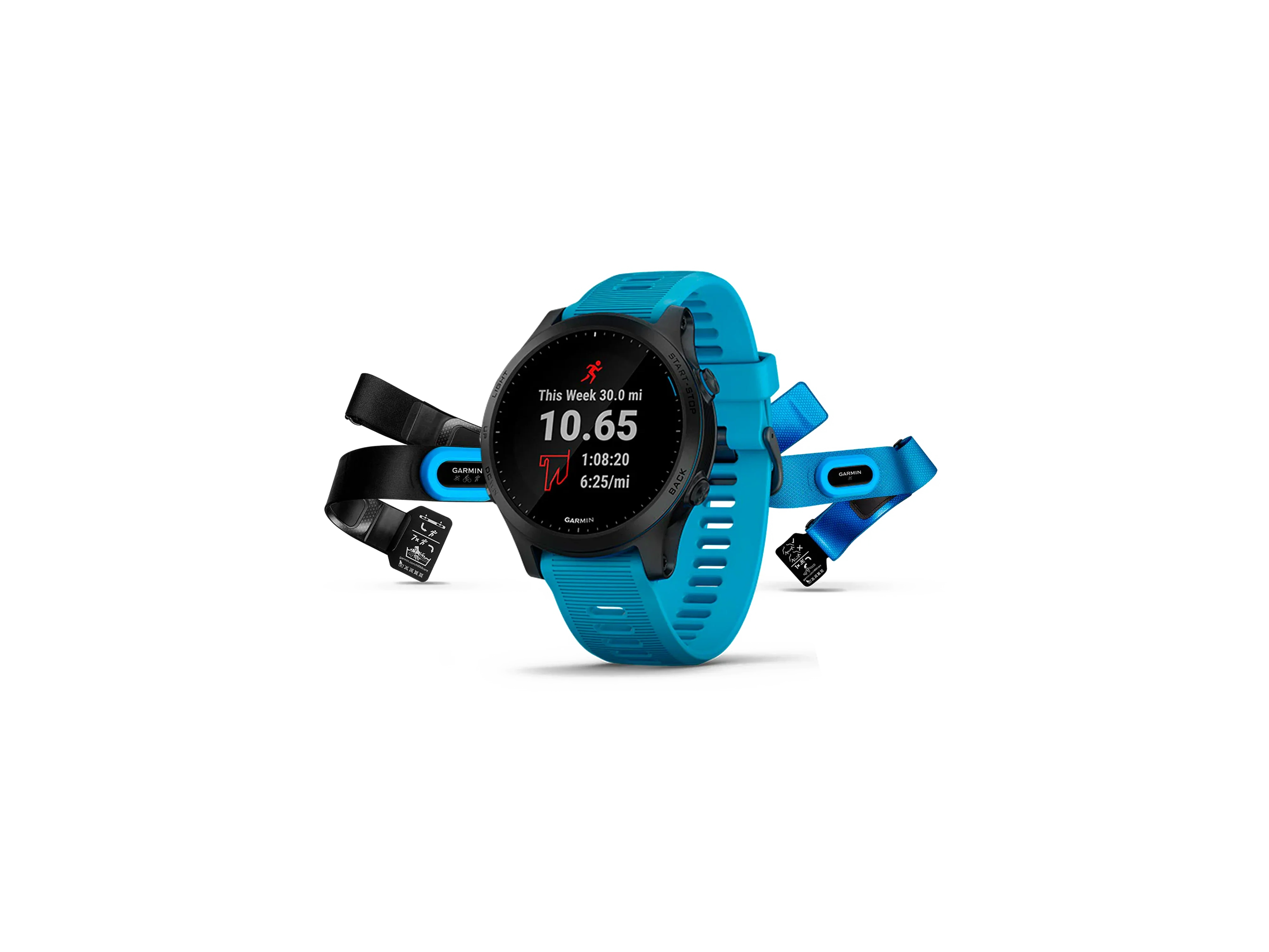 Garmin, Forerunner 945 Bundle, Watch, Watch Color: Black, Wristband: Blue - Silicone, 010-02063-10