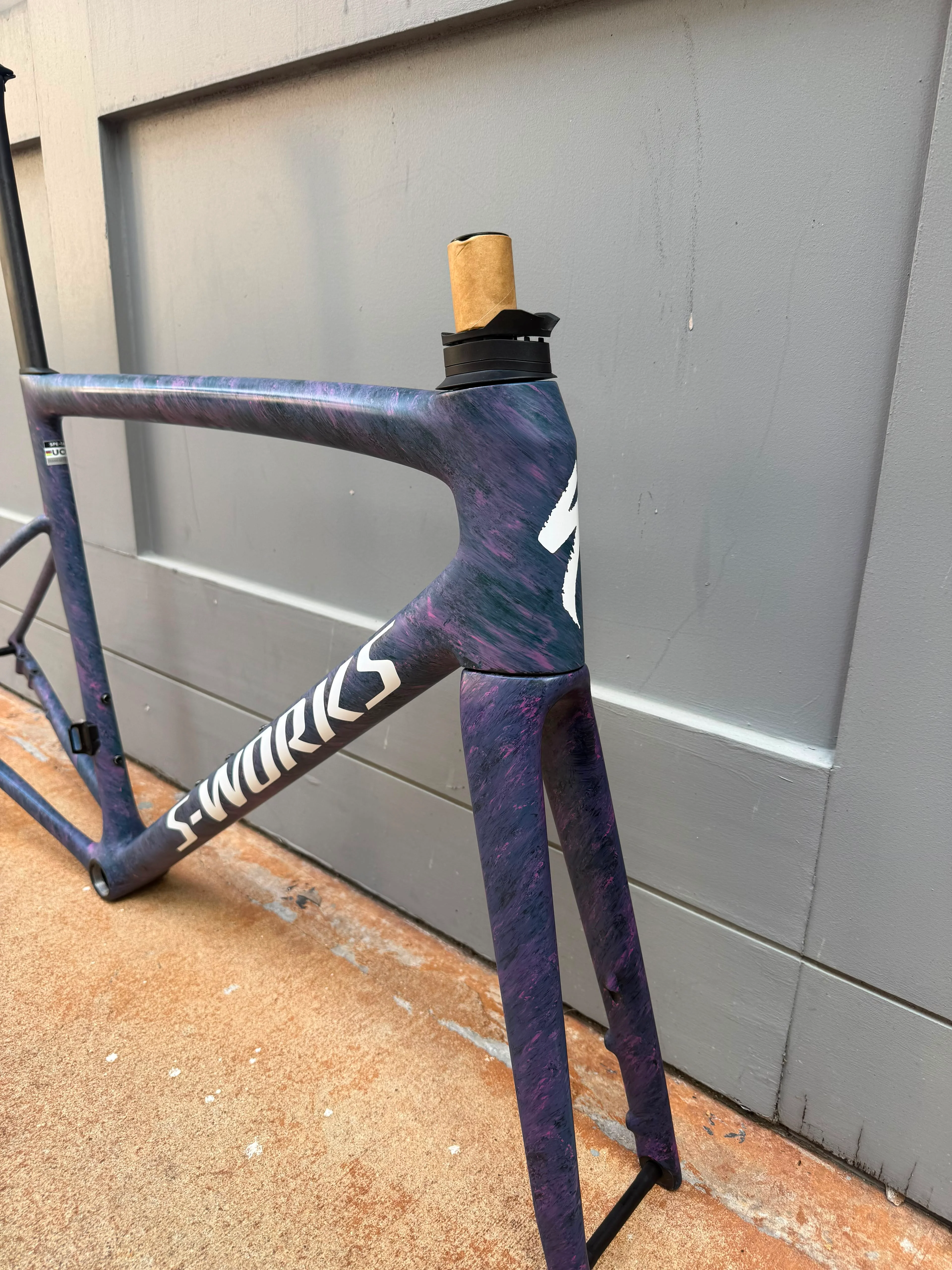 2025 S works Tarmac SL8 56cm Satin Carbon/ Rebel Pink + Deep Lake metallic blured Impasto Pre-Owned - Image 4