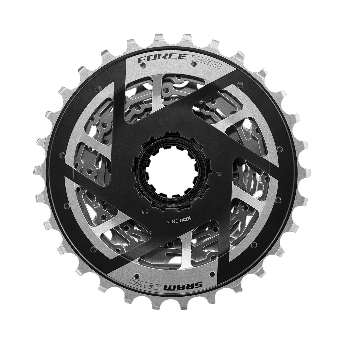 SRAM Force XG-1270 Cassette - 12-Speed, 10-33t, Silver, For XDR Driver Body, E1 - Image 4